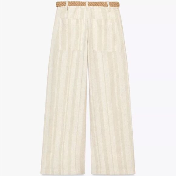 ZARA STRIPED WIDE LEG PANTS WITH BELT - Picture 4 of 8